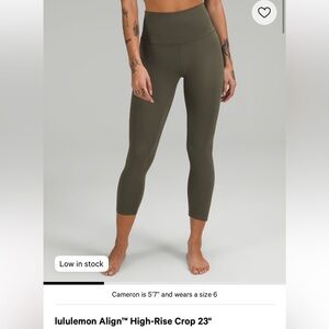 Lululemon Olive Green High-Rise Crop Align Leggings